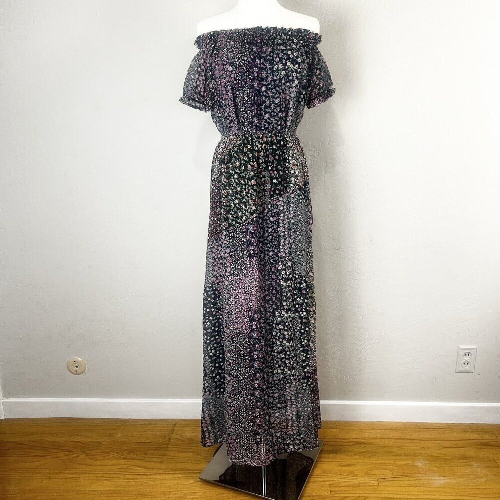Lulu's Black Floral Off-Shoulder Maxi Dress